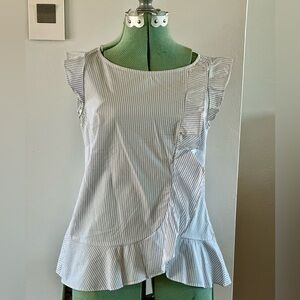 Banana Republic Ruffle Top - White w/ Blue Stripes